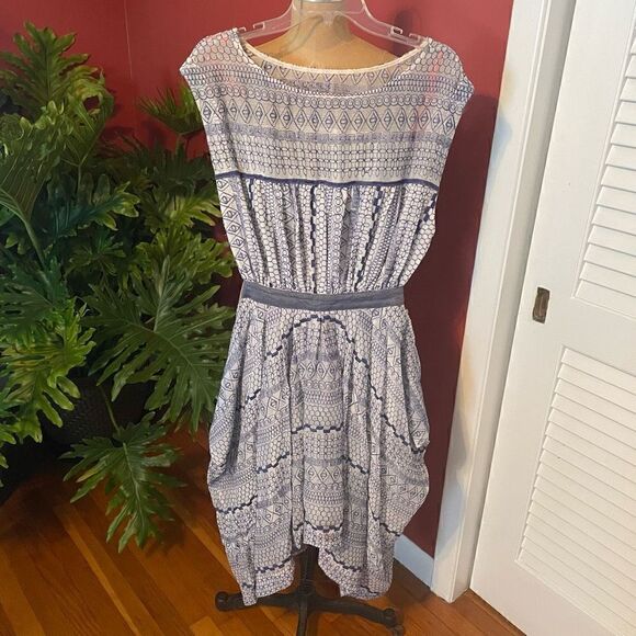 FREE PEOPLE | new romantics embroidered blue and white pattern bohemian dress M - Picture 3 of 11